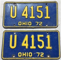 Pair of 1972 Ohio license plates are busy just