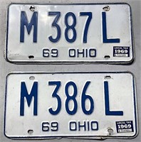 Pair of 1969 Ohio license plates