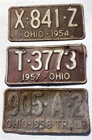 Three 1950s license plates