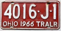 1966 Ohio trailer license plate