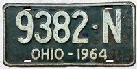 1964 Ohio license plate