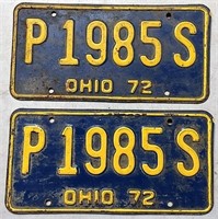 Pair of 1972 Ohio license plates