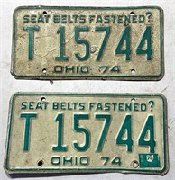 Pair of 1974 Ohio license plates