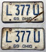 Pair of 1969 Ohio license plates