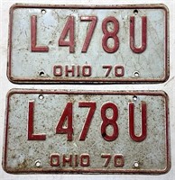 Pair of 1970 Ohio license plates