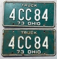 Pair of 1973 Ohio truck license plates