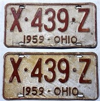 Pair of 1959 Ohio license plates