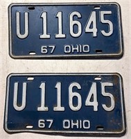 Pair of 1967 Ohio license plates