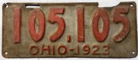 1923 Ohio license plate