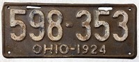 1924 Ohio license plate