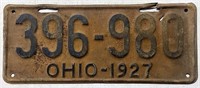 1927 Ohio license plate