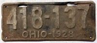 1928 Ohio license plate