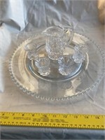 Clear Glass - Serving Tray - Pitcher - 4 Glasses