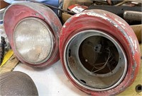 Pair of vintage headlights