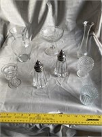 Clear Glass- Hobnail Glass- Shaker Set- Vase- (8)