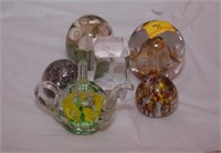 SIX GLASS PAPER WEIGHTS - 2 JOE ST. CLAIR -