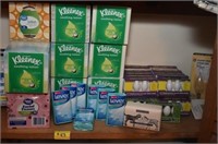 SHELF ASSORTMENT, NEW BOXES KLEENEX, LIGHT BULBS,