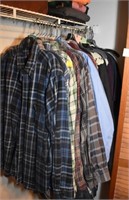 CONTENTS OF CLOSET, FLANNEL SHIRTS, COMPASS