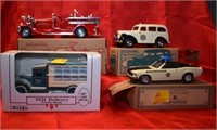 4 DIECAST VEHICLE BANKS - AS NEW IN BOXES