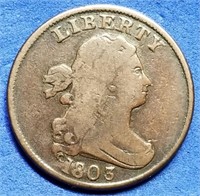 1803 Draped Bust Half Cent Fine