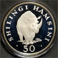 WWF 1974 Tanzania 50 Shilingi Proof Silver Coin