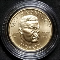 Scarce 1997-W Jackie Robinson $5 Gold Gem BU