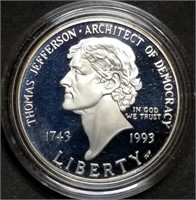 1993 Thomas Jefferson Proof Silver Dollar