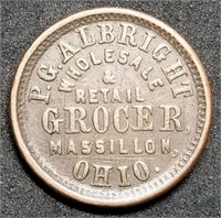 1863 P.G. Albright Massillon Ohio Civil War Token
