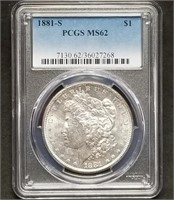 1881-S Morgan Silver Dollar PCGS MS62 Slab