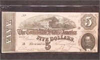 1864 Confederate $5 Banknote T-69 High Grade