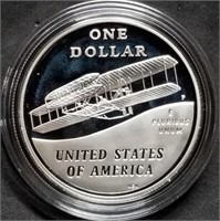 2003 First Flight Proof Silver Dollar MIB w/COA