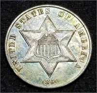 1860 3-Cent Silver High Grade Toned