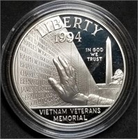1994 Vietnam Veterans Proof Silver Dollar, Scarce