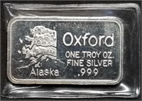 Vintage 1 Troy Oz .999 Silver Bar - Oxford,