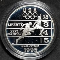 1995 Olympic Track & Field Proof Silver Dollar BU