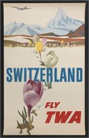 Switzerland, Fly TWA Travel Poster, David Klein