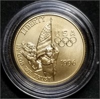 1996-W Olympic Flag Bearer $5 Gold Gem BU
