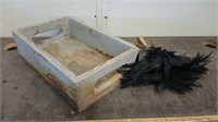 Vintage Wooden Box & Feather Duster