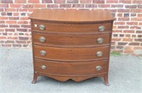 Antique Bowfront Mahg. Chest w/ Graduating Drawers