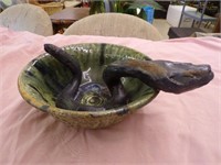 Really Neat Pottery Bowl With inlaid Snake