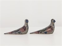 Pair Mexican Ceramic Bird Sculptures