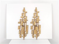 1974 Syroco Brutalist Wall Sconces