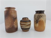 3 West German Pottery Vases
