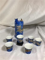 8 Piece Blue Japanese Sake Set