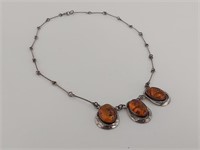 Sterling Silver & Baltic Amber Necklace
