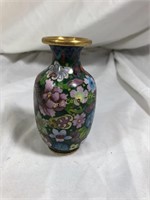 Small Floral Ceramic Vase With Gold Trim