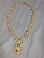 Hand Carved 18" Ivory Elephant Necklace