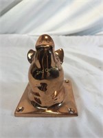Cast Copper Pig's Head. 4 Holes For Wall Mount