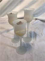 Set Of 3 Frosted Glass Angel Candle Holders