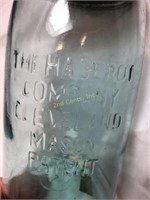 Rare Vintage  Jar Green Glass 3 1/2" X 7"